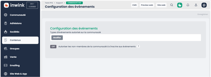 configuration back-office